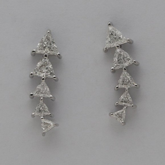 18K White Diamond Earrings (1.64 Ct G Si2 ) C19000388 - Picture 4 of 5